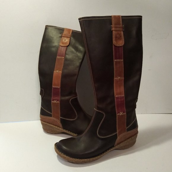 JOSEF SEIBEL "Sprit of Nature" brown leather tall boots, Size 10 - Picture 1 of 10